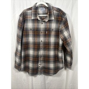 Carhartt‎ Mens Heavy Flannel Shirt Brown Plaid Original Fit Size XL